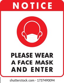 Please Wear A Mask And Enter Poster