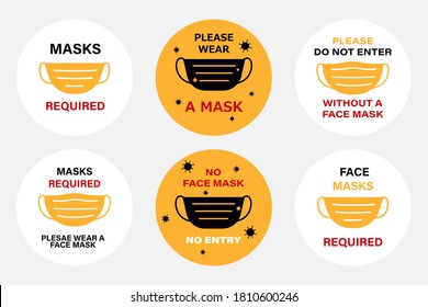 Please wear a mask icon set on white background. Please wear a face mask to avoid virus sign for  Mask instruction, warning or caution signs. Vector illustration