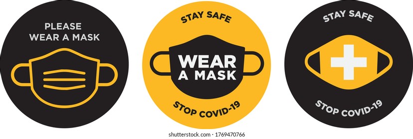 Please wear mask icon vector signage