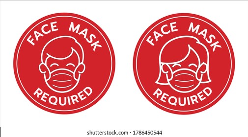Please wear mask icon vector signage Sticker or Label, Vector illustration.