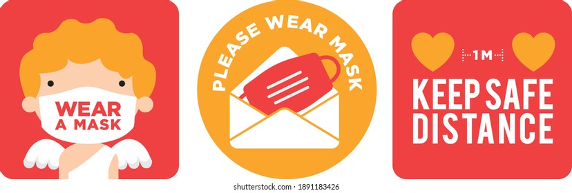 Please wear mask icon vector signage