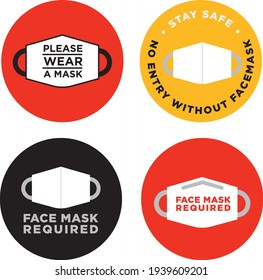 Please wear mask icon vector signage	