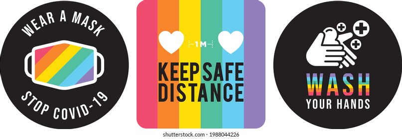 Please wear mask icon vector signage celebrate pride month theme