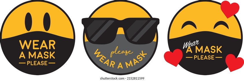 Please wear mask icon vector emoji signage	