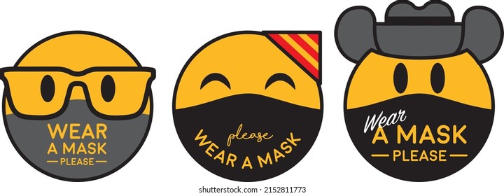 Please wear mask icon vector emoji signage	