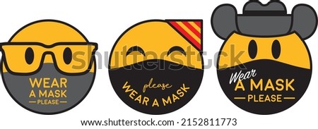 Please wear mask icon vector emoji signage	