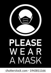 Please Wear a Mask Instruction Sign. Vector Image.