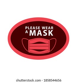 please wear mask oval advetise label vector illustration design