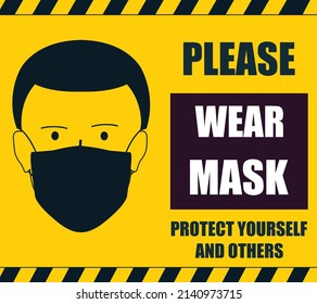 Please wear mask protect yourself and others vector design