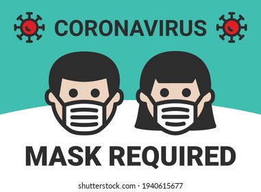 Please wear mask, Mask required, No mask No entry, Preventive Covid19 Safety Icon Sign Vector Illustration.