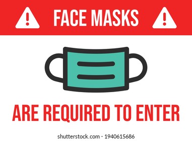 Please wear mask, Mask required, No mask No entry, Preventive Covid19 Safety Icon Sign Vector Illustration.
