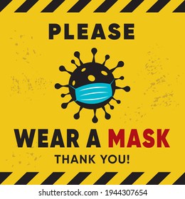 Please Wear Mask Sign Cute Cartoon Stock Vector (Royalty Free ...