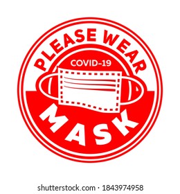 Please wear mask sign or stamp on white background