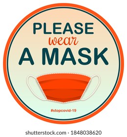 Please wear a mask signboard. Stop covid poster for door