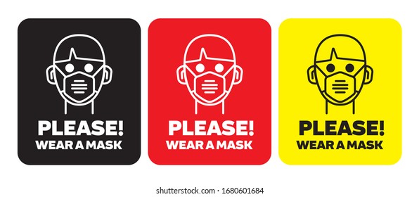 Please wear a mask Sticker or Label, Vector EPS