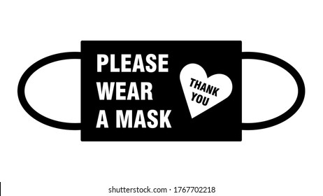 Please Wear Mask Thank You Warning Stock Vector (Royalty Free ...