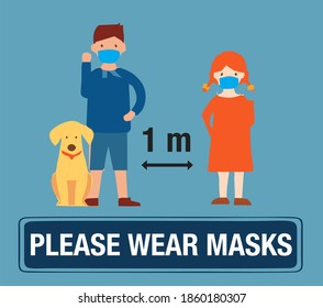 Por Favor, Usa Máscaras Vector De Covid