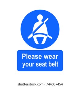  Please wear your seat belt sign vector design isolated on white background 