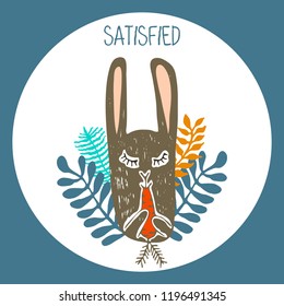 Pleased emotion hare stock vector illustration outline hand drawing