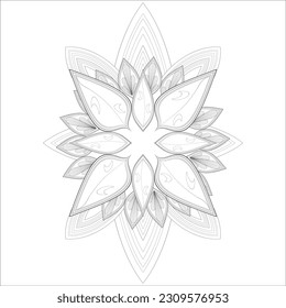 Flor decorativa agradable de la página del libro Coloring para adultos Esquema negro y fondo blanco