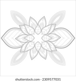 Flor decorativa agradable de la página del libro Coloring para adultos Esquema negro y fondo blanco