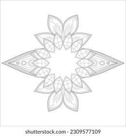 Flor decorativa agradable de la página del libro Coloring para adultos Esquema negro y fondo blanco