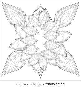 Flor decorativa agradable de la página del libro Coloring para adultos Esquema negro y fondo blanco
