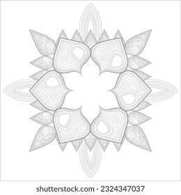 Flor decorativa agradable de la página del libro Coloring para adultos con contorno negro y fondo blanco