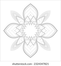 Vergnügen mit dekorativer Blume auf Farbbuchseite für Erwachsene auf schwarz-weißem Hintergrund