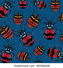 Pleasing Fungus Beetle and sexton beetle vector pattern