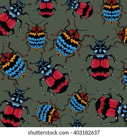 Pleasing Fungus Beetle and sexton beetle vector pattern