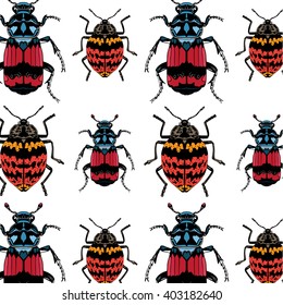 Pleasing Fungus Beetle and sexton beetle vector pattern