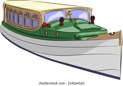 pleasure boat with a cabin isolated on white background