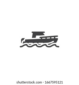 Icono vectorial del bote de placer. signo plano relleno para concepto móvil y diseño web. Icono de glifo de bote pesquero. Símbolo, ilustración del logotipo. Gráficos vectoriales