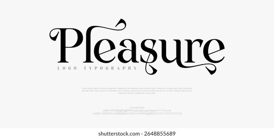 Prazer Elegante luxo alfabeto fonte logotipo. Logotipos mínimos, design para moda, loja de beleza e marca. ilustração vetorial