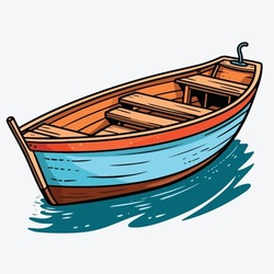Pleasure Fishing Boat Isolated On White Background. Vector Illustration.