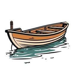 Pleasure Fishing Boat Isolated On White Background. Vector Illustration.