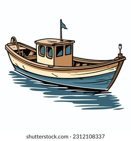 Pleasure fishing boat Isolated on white background. vector illustration.