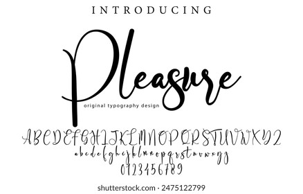 Pleasure Font Stylish brush painted an uppercase vector letters, alphabet, typeface