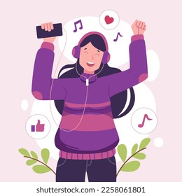 Pleasure in loving yourself or self-satisfaction Passion or enjoyment of being alone Employee well-being concept Happy woman living alone with a smiling face