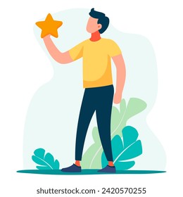 Pleasure and Satisfaction in Product or Service - Reflecting Happy Experiences. Flat Vector Illustration 