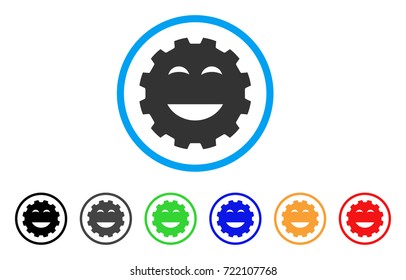 Pleasure Smiley Gear icon. Vector illustration style is a flat iconic pleasure smiley gear symbol with black, gray, green, blue, red, orange color additional versions.