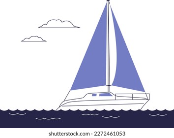 Pleasure yacht sailing in the ocean.