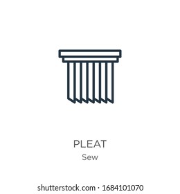 Pleat icon. Thin linear pleat outline icon isolated on white background from sew collection. Line vector sign, symbol for web and mobile