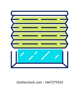 Pleated blinds color icon. Cellular shades. House and office window blinds. Room darkening decoration, roller shutters, jalousie. Interior design, home decor shop. Isolated vector illustration