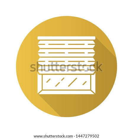 Pleated blinds flat design long shadow glyph icon. Cellular shades. Office window blinds. Room darkening, roller shutters, jalousie. Interior design, home decor shop. Vector silhouette illustration