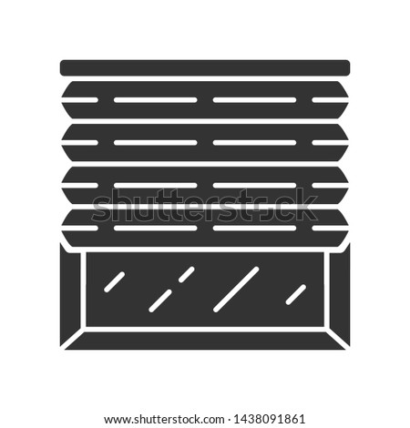 Pleated blinds glyph icon. Cellular shades. House and office window blinds. Room darkening decoration, roller shutters. Home decor shop. Silhouette symbol. Negative space. Vector isolated illustration