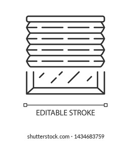 Pleated blinds linear icon. Cellular shades. Window blinds. Roller shutters,  jalousie. Home decor shop. Thin line illustration. Contour symbol. Vector isolated outline drawing. Editable stroke