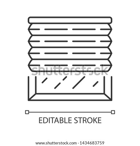 Pleated blinds linear icon. Cellular shades. Window blinds. Roller shutters,  jalousie. Home decor shop. Thin line illustration. Contour symbol. Vector isolated outline drawing. Editable stroke