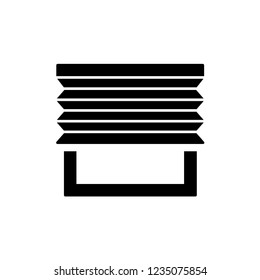 Pleated blinds. Vector illustration. Flat icon of shades. Window decoration. Isolated object on white background